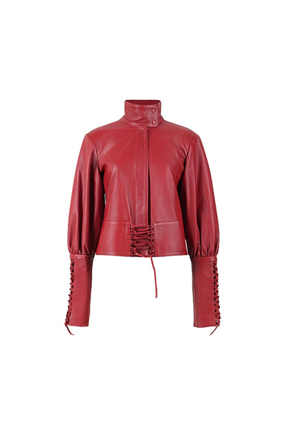 Jade Leather Jacket Red