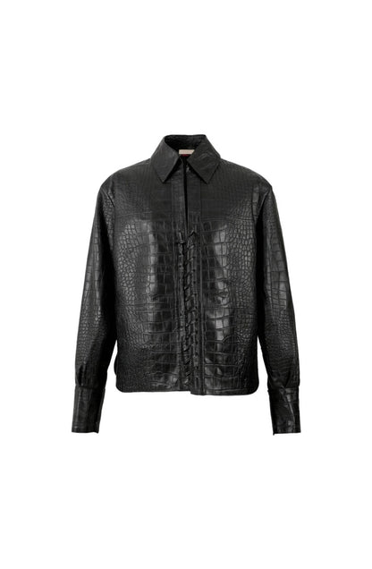 Liana Leather Shirt Black Croc