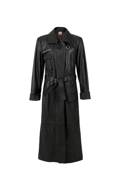 Austin Leather Coat Ostrish Black - Limited Edition