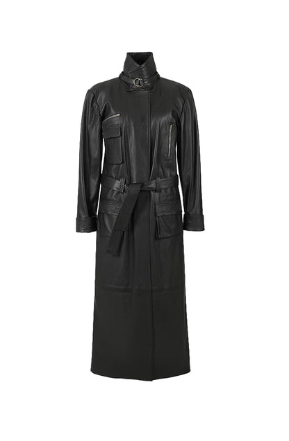 Austin Leather Coat Ostrish Black - Limited Edition