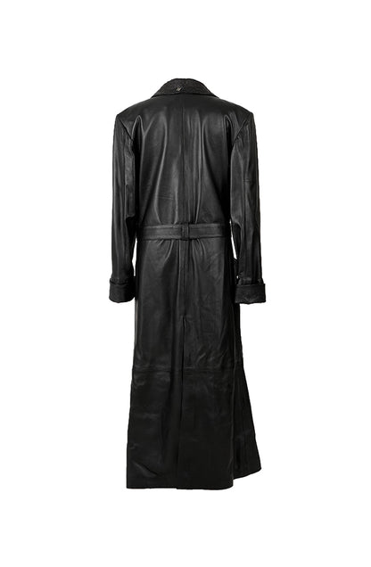 Austin Leather Coat Ostrish Black - Limited Edition