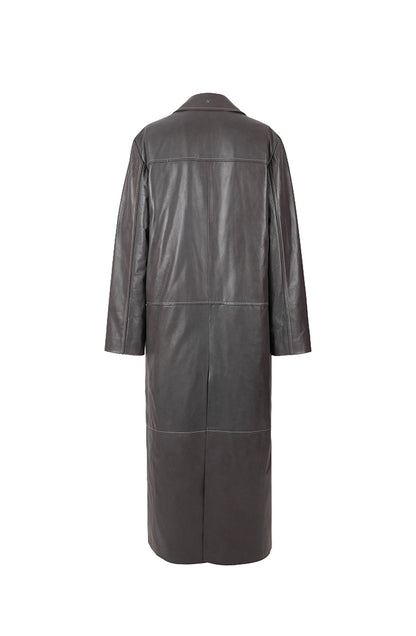 Gemma Leather Coat Pewter
