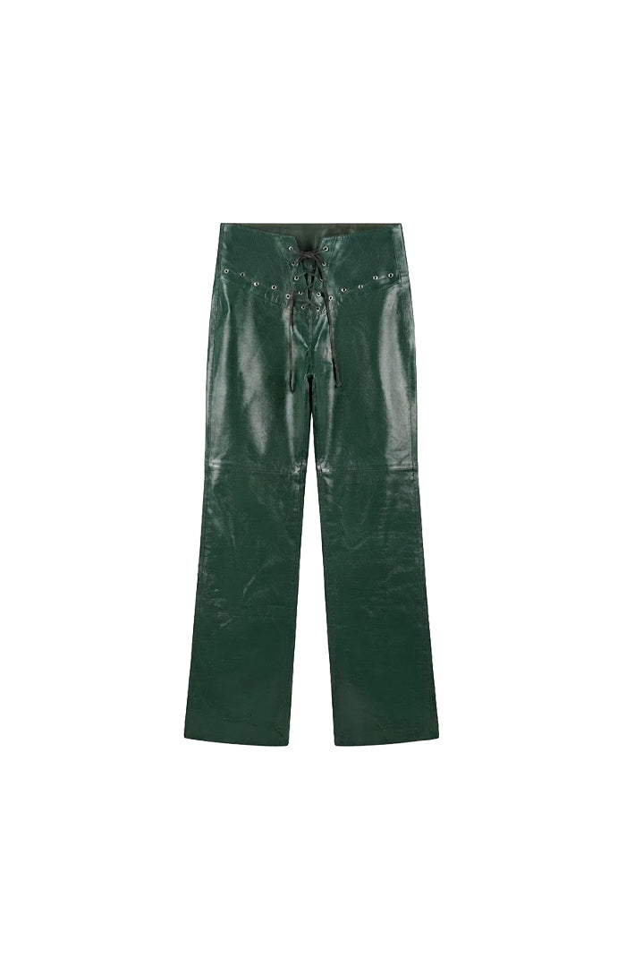 Jason Leather Pants Olive