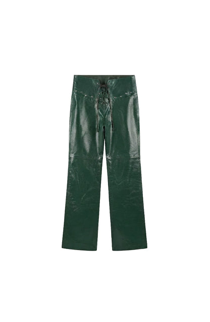 Jason Leather Pants Olive