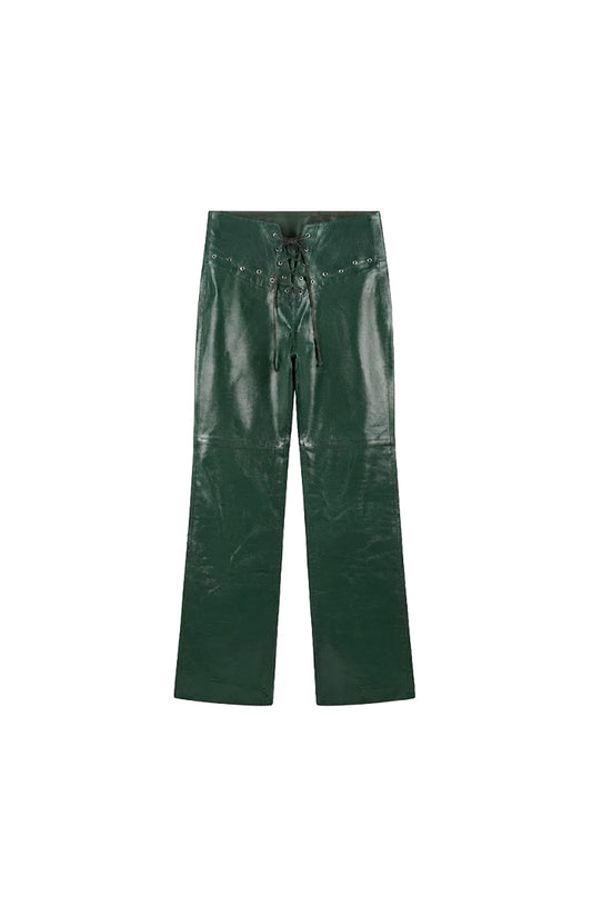 Jason Leather Pants Olive