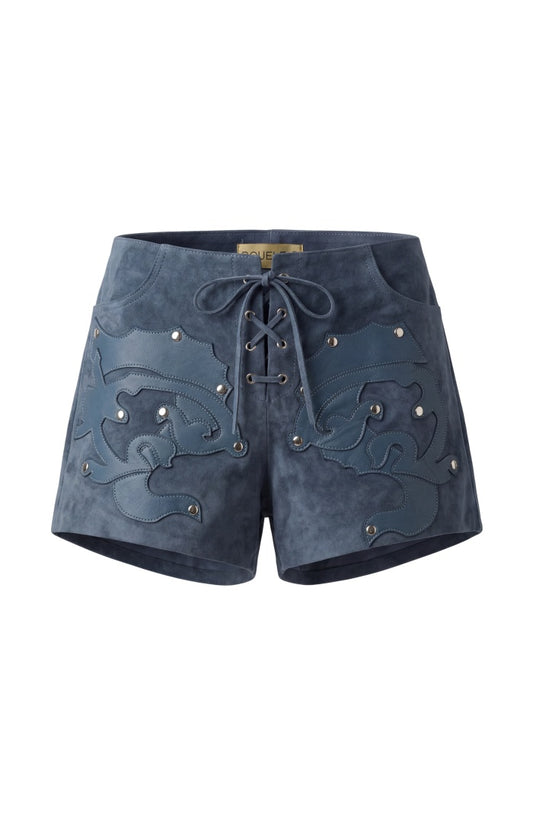 Jason Suede Laser-Cut Shorts Blue