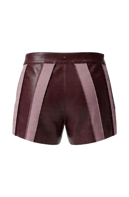 Sterling Leather Striped Shorts Burgundy