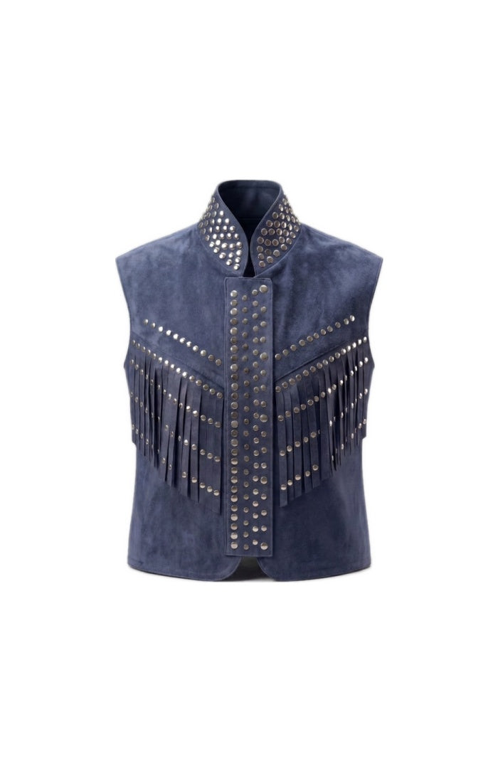 Ezra Suede Vest Blue