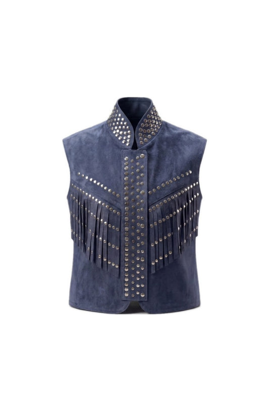 Ezra Suede Vest Blue