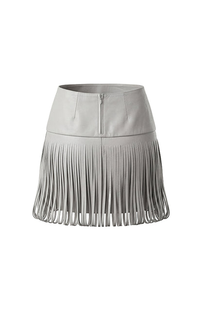 Ellie Leather Skirt White