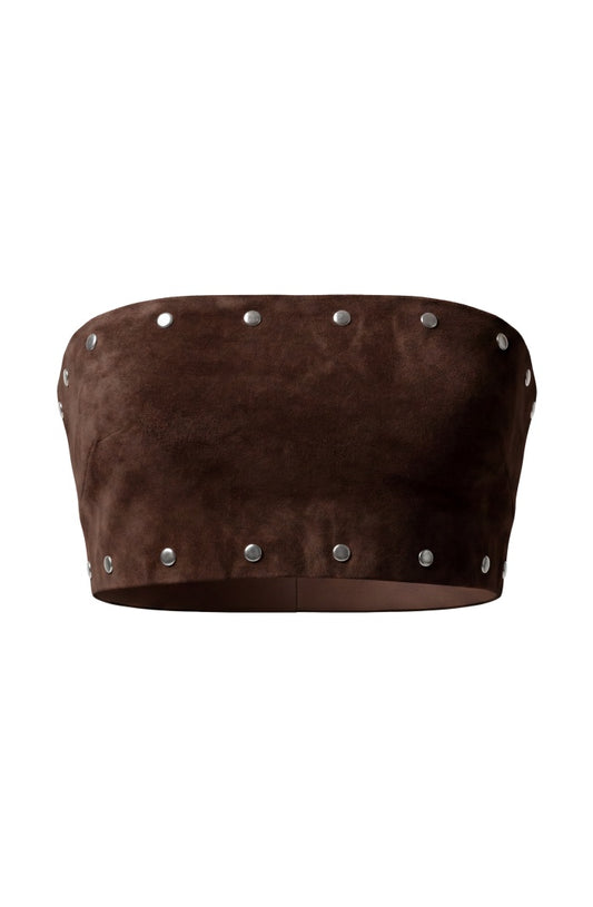 Amelia Suede Top Brown