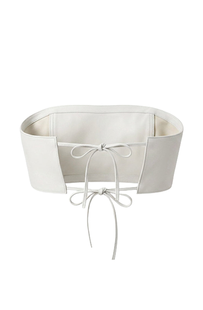 Amelia Leather Top White