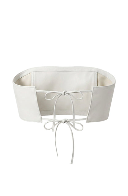 Amelia Leather Top White
