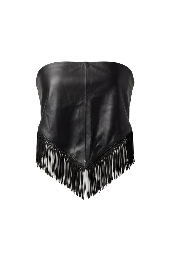 Fringes Leather Bandana Black