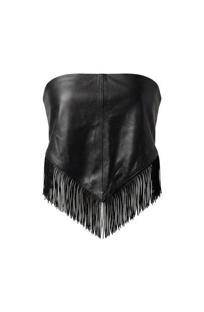 Fringes Leather Bandana Black