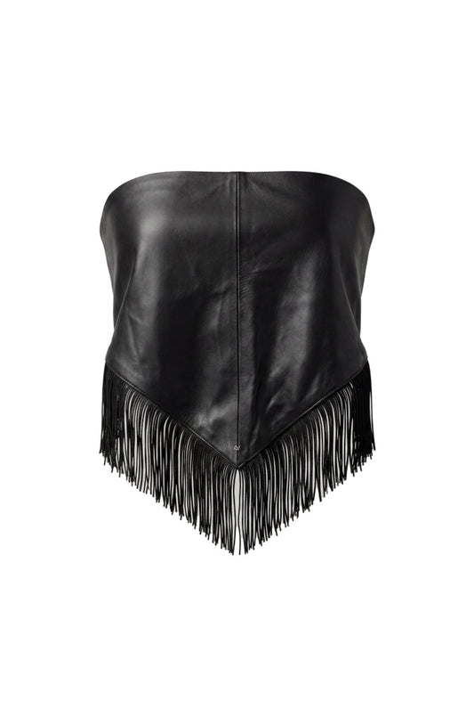 Fringes Leather Bandana Black