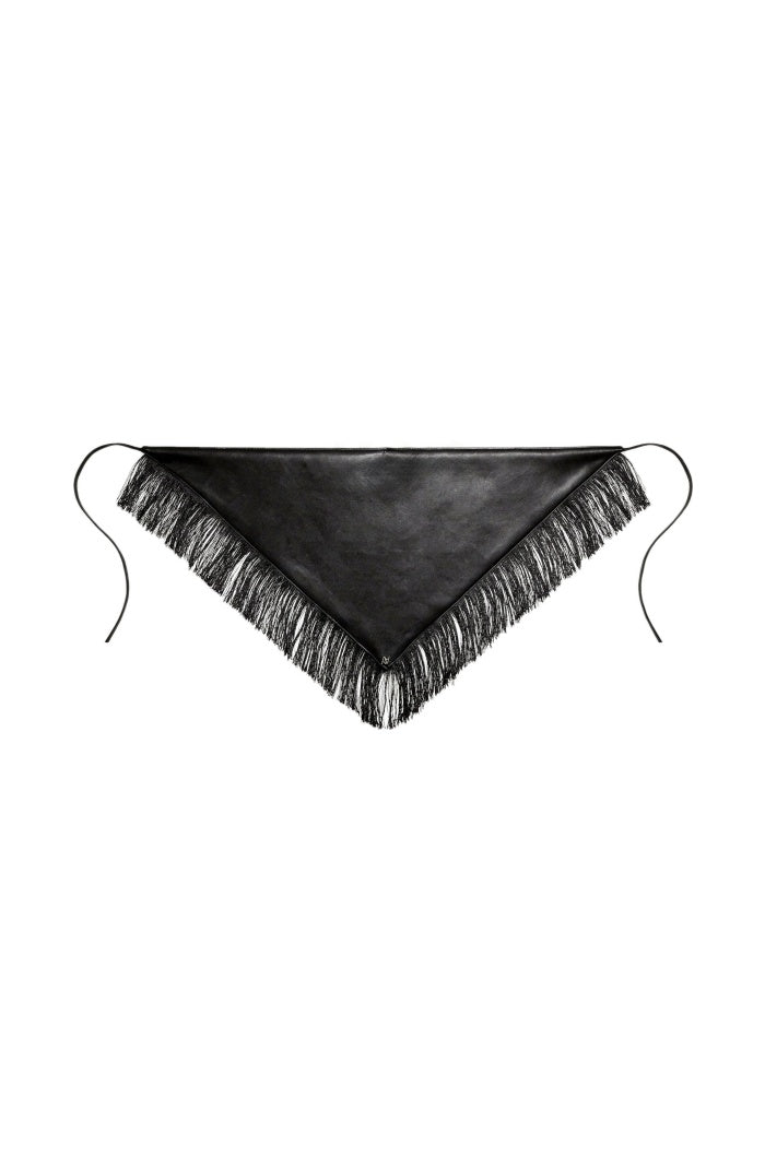 Fringes Leather Bandana Black