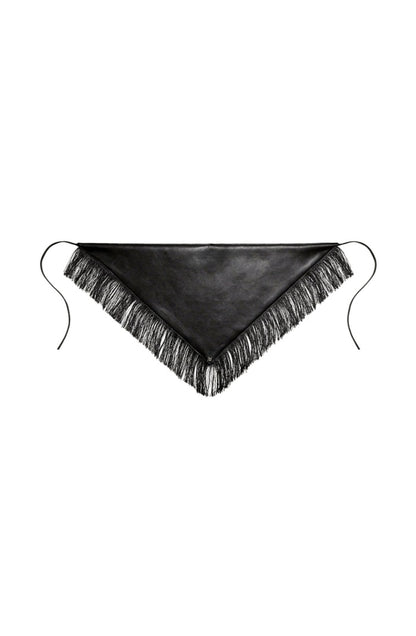Fringes Leather Bandana Black