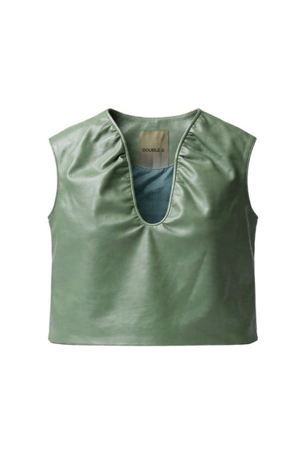 Fiona Leather Top Electric Lime Green