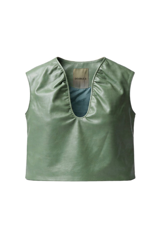 Fiona Leather Top Electric Lime Green