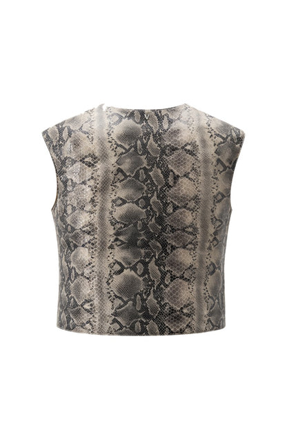 Fiona Leather Top Snake Print