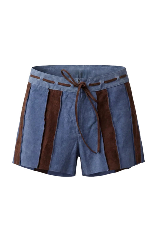 Sterling Suede Striped Shorts Blue