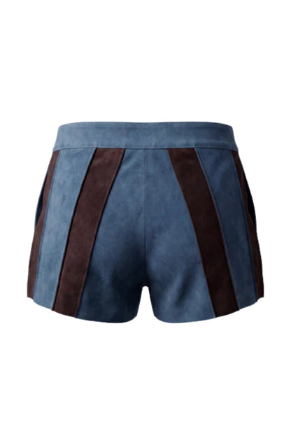 Sterling Suede Striped Shorts Blue