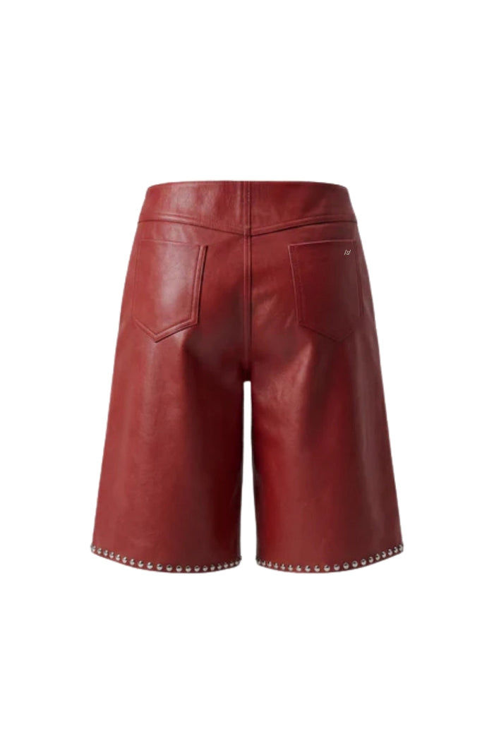 Callie Leather Studded Shorts Red