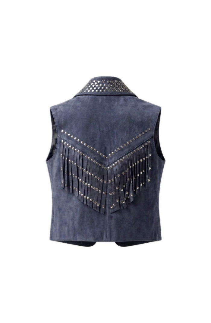 Ezra Suede Vest Blue