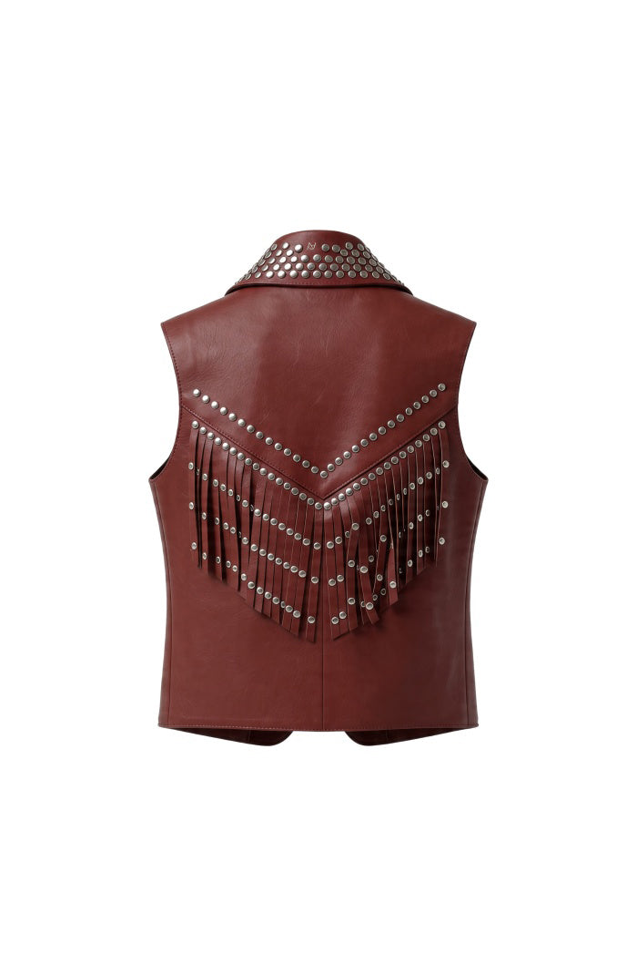 Ezra Leather Vest Red