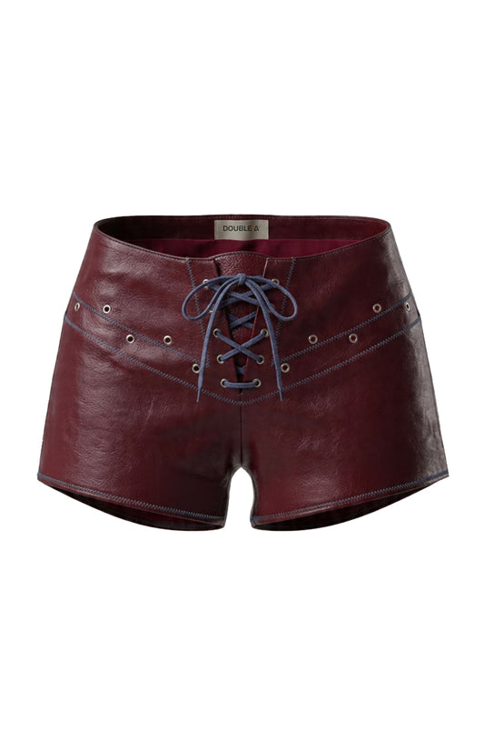 Jason Leather Shorts Burgundy