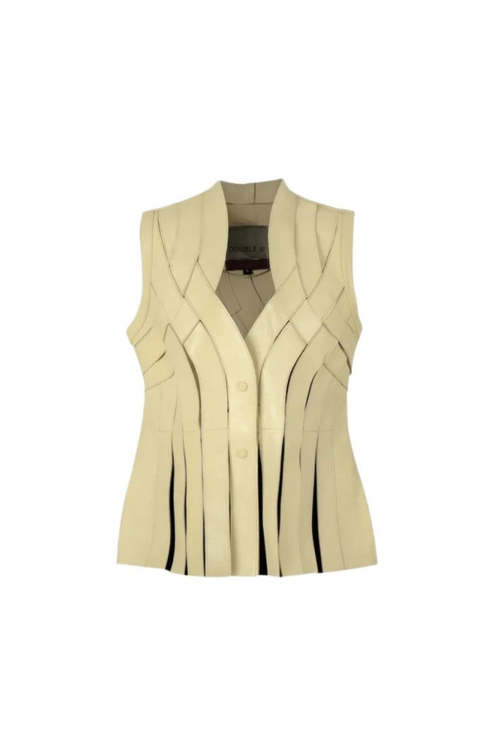 Brianna Leather Vest Butter Yellow