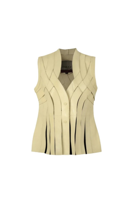 Brianna Leather Vest Butter Yellow