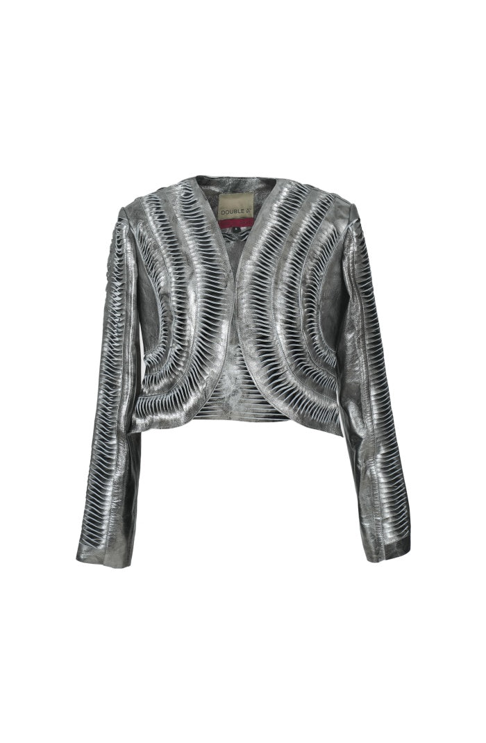 Kiara Leather Jacket Washed Silver