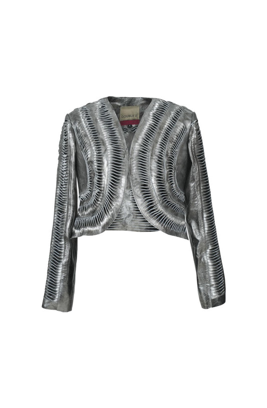 Kiara Leather Jacket Washed Silver