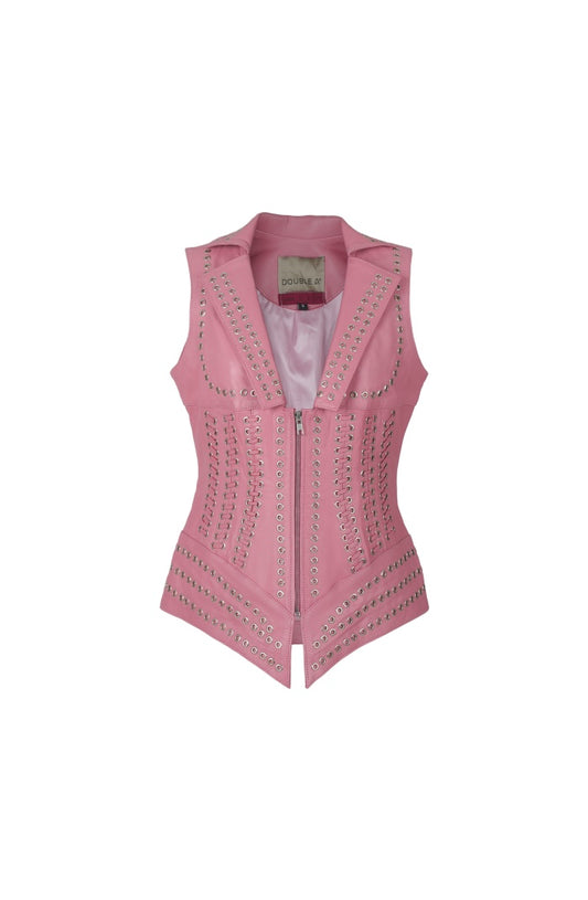 Kayla Leather Vest Blush Pink
