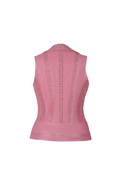 Kayla Leather Vest Blush Pink