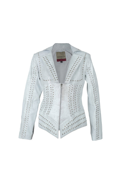 Kayla Leather Jacket Washed White