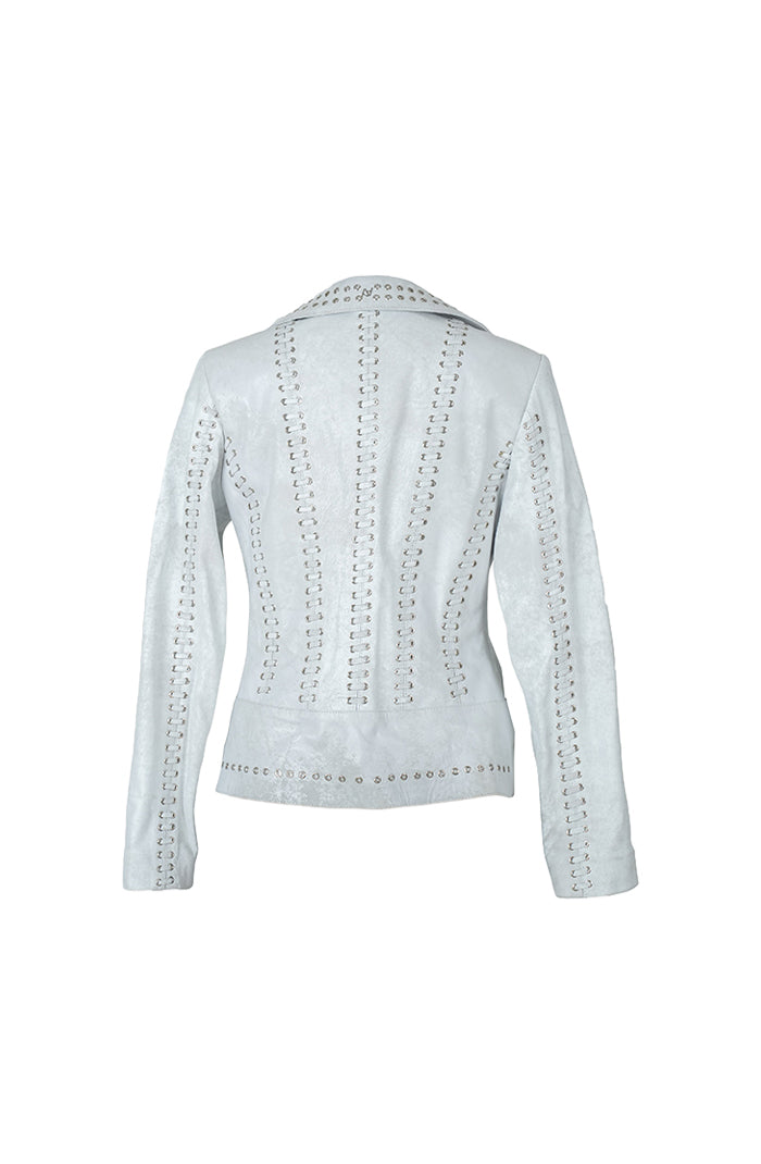 Kayla Leather Jacket Washed White