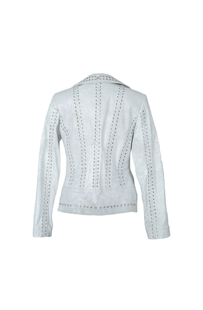 Kayla Leather Jacket Washed White
