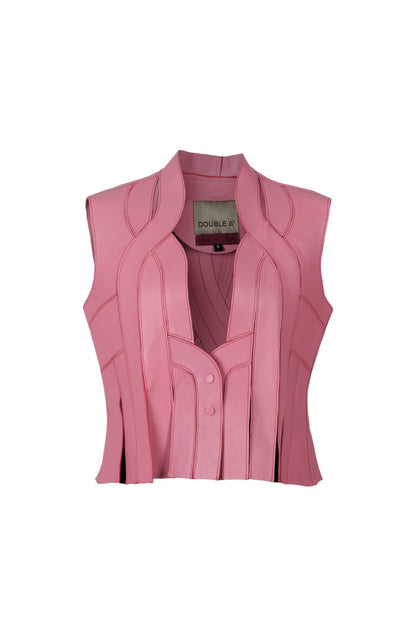 Brianna II Leather Vest Blush Pink