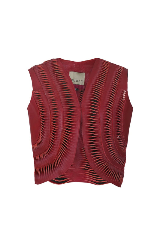 Kiara Leather Vest Red