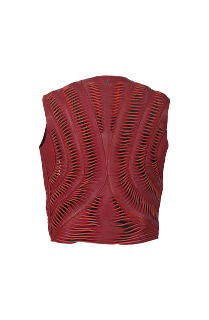 Kiara Leather Vest Red