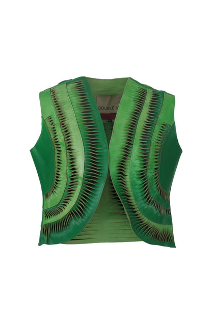 Kiara Leather Vest Green Ombre