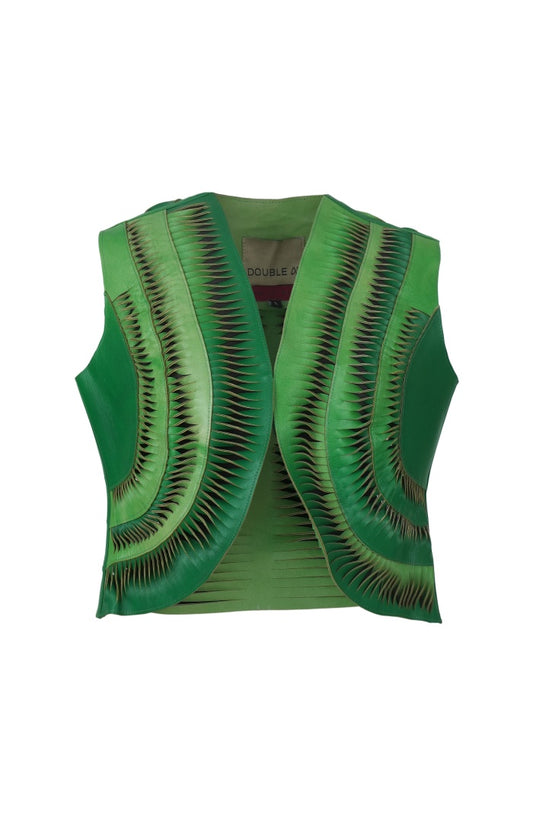 Kiara Leather Vest Green Ombre