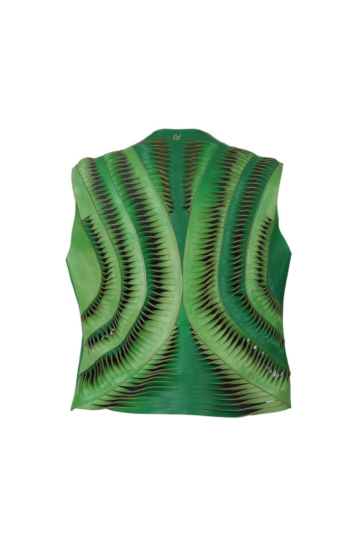 Kiara Leather Vest Green Ombre