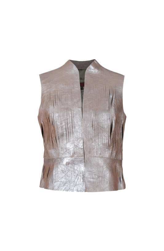 Ayla II Leather Vest Dusty Rose