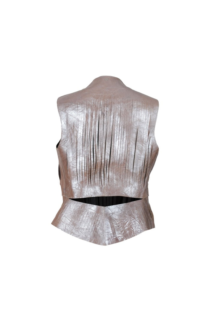 Ayla II Leather Vest Dusty Rose