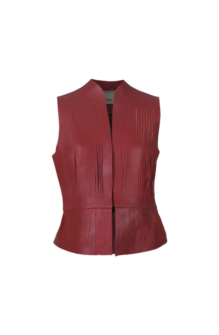 Ayla II Leather Vest Red