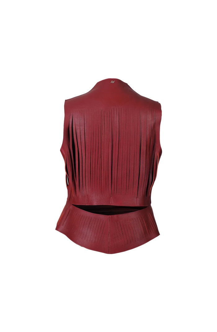 Ayla II Leather Vest Red